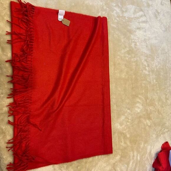 Red Pashmina Fringed Scarf | Sz OS - Picture 2 of 5